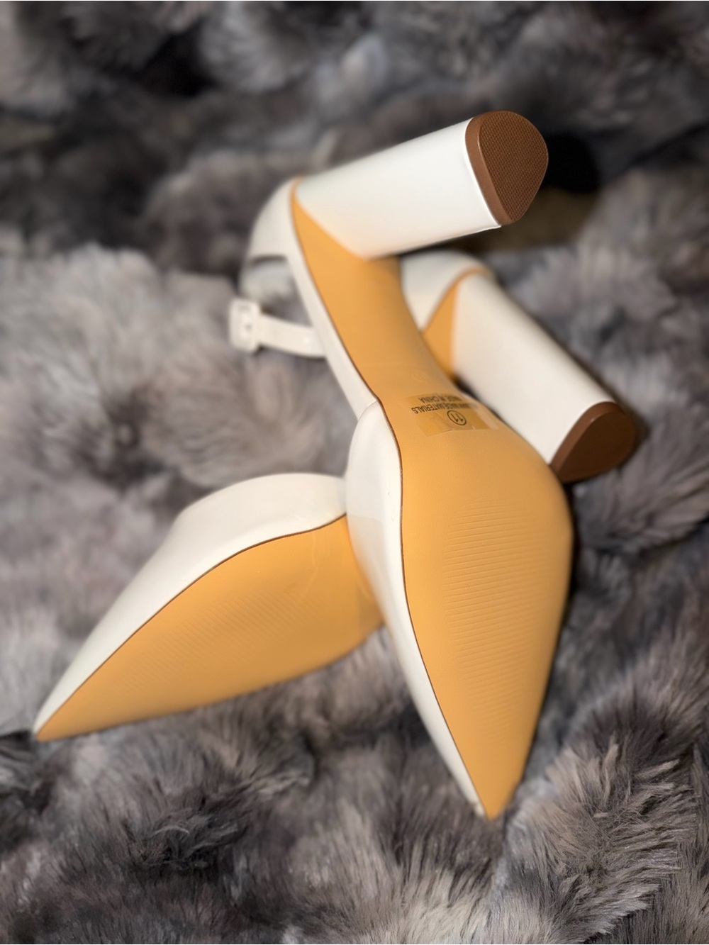 Lulu's Ivory Pointed-Toe Ankle Strap Block Heels | 11 - Picture 4 of 4